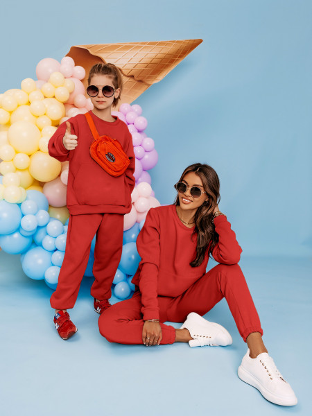 Komplet dresowy mama dziecko PUMBA - czerwony 2