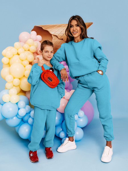 Komplet dresowy mama dziecko PUMBA - turkusowy