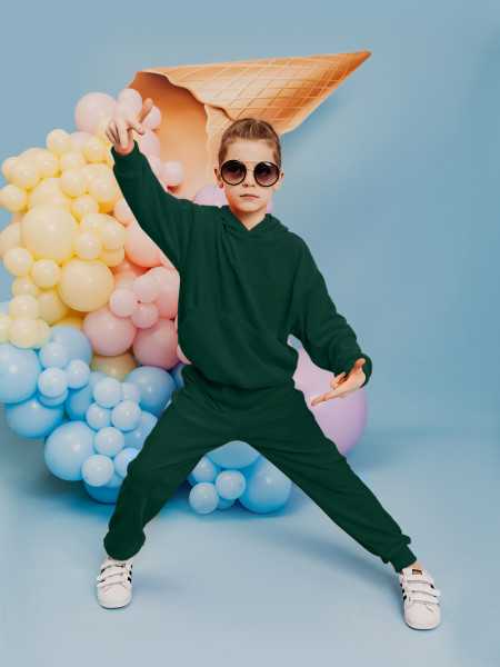 Welurowy dres dziecięcy TIMON - butelkowa zieleń