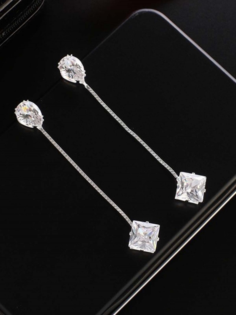 Kolczyki wiszące kryształy - srebro