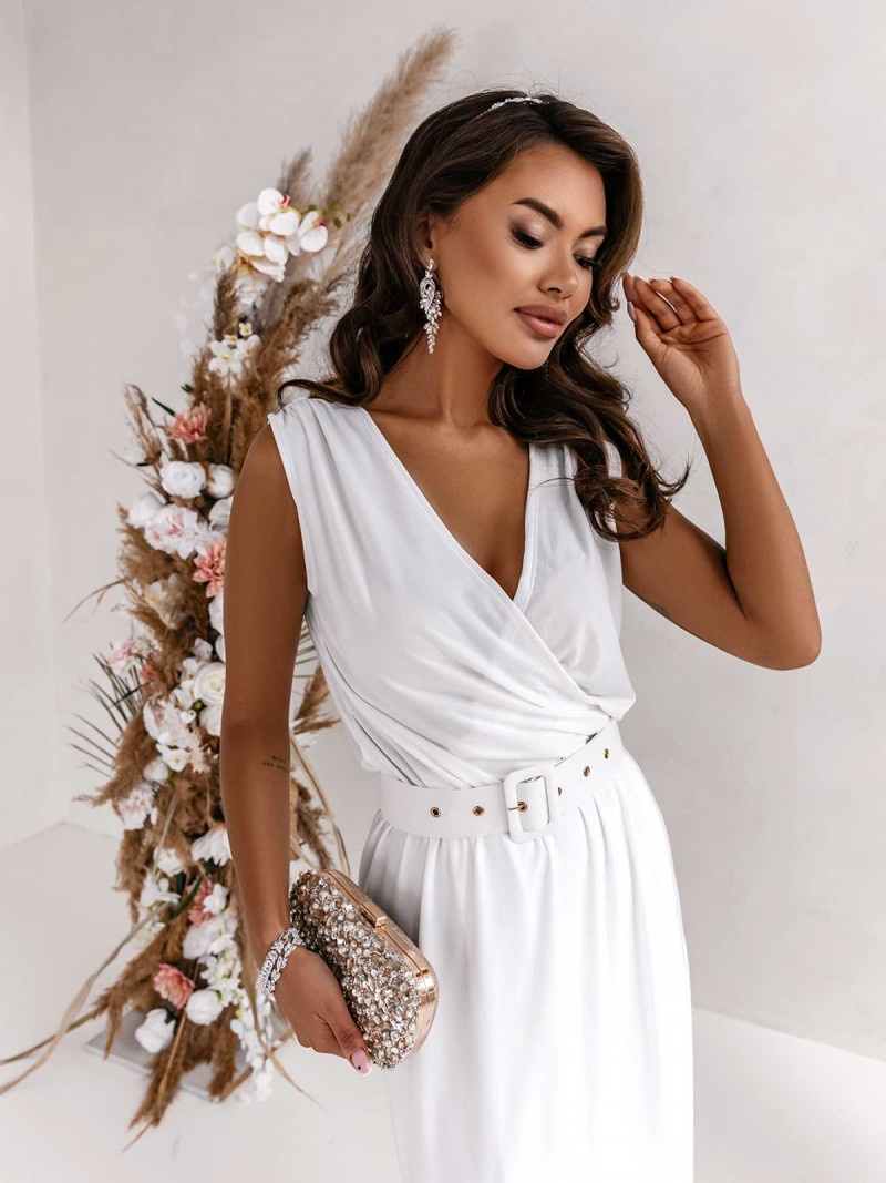 Kobieca sukienka maxi AFRODYTA - biała