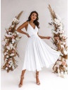 Sukienka midi na ramiączkach AGNES - biała