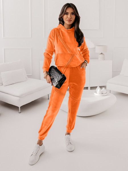 Welurowy komplet dresowy bluza + spodnie TUTE - orange 2