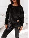 Welurowy dres z aplikacją bluza + spodnie KINAY - czarny