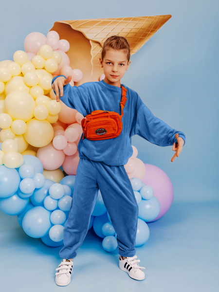 Welurowy dres dziecięcy DIEGO - niebieski 2