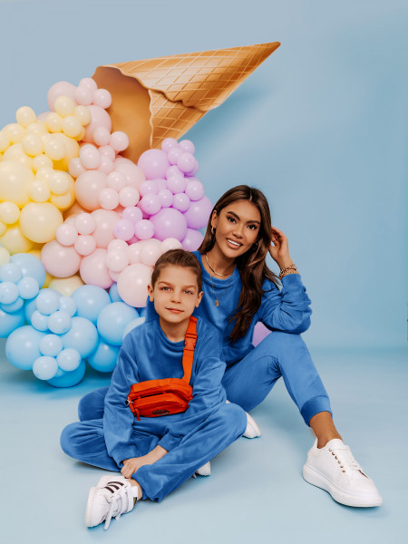 Welurowy dres dziecięcy DIEGO - niebieski