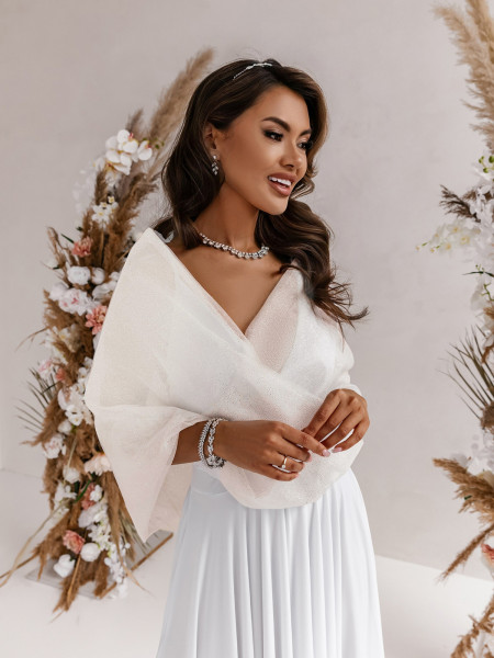 Przekładana tiulowa ślubna etola z brokatem ADETA - złota 2