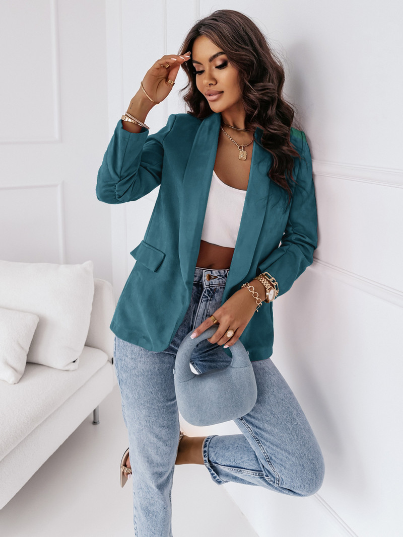 Jednokolorowa zamszowa marynarka LISA...