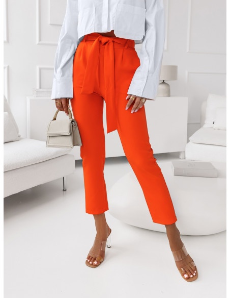 Eleganckie spodnie cygaretki ALUMA - orange