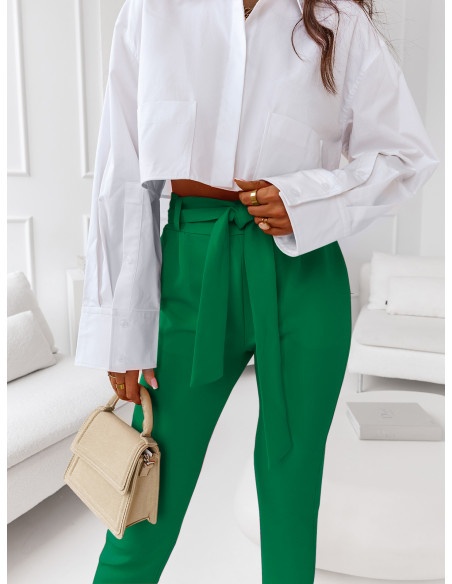 Eleganckie spodnie cygaretki ALUMA - zielone