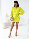 Elegancka sukienka z wiązaniem - DILLA - limonka
