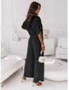 Komplet wiązana bluzka i szerokie spodnie INAJA - czarny