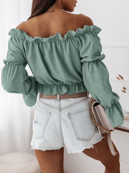 Seksowna bluzka hiszpanka DOLORES - szałwiowa 2