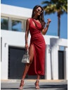 Elegancka midi sukienka na jedno ramię ATHENA - czerwona
