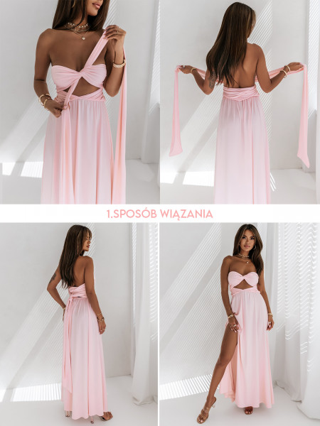 Sukienka maxi wiązana na wiele sposobów - ELSA - fuksjowa 2