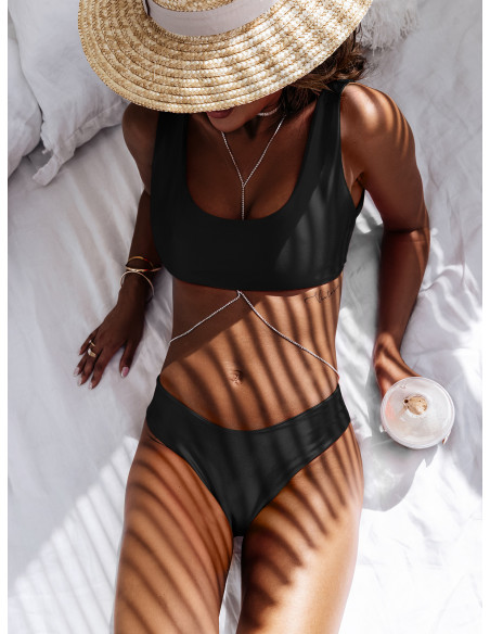 Góra stroju kąpielowego sportowy stanik FINNA - czarny