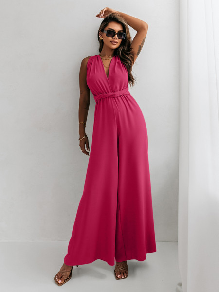 Multi kombinezon z szerokimi nogawkami - ELEGANCE - fuksjowy 2