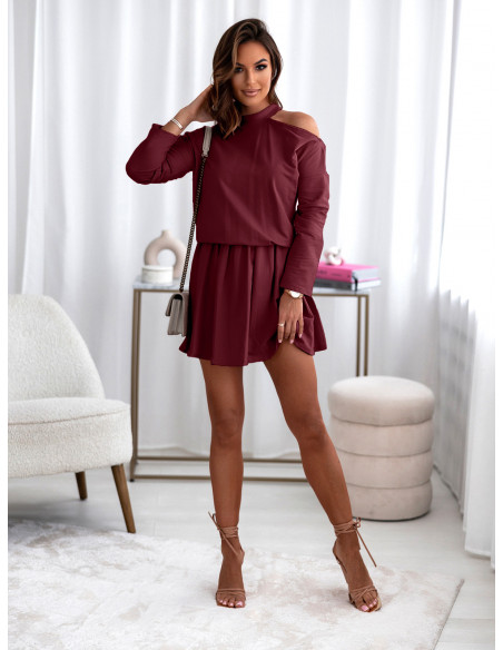 Sukienka dresowa z chokerem CHORI - bordowa