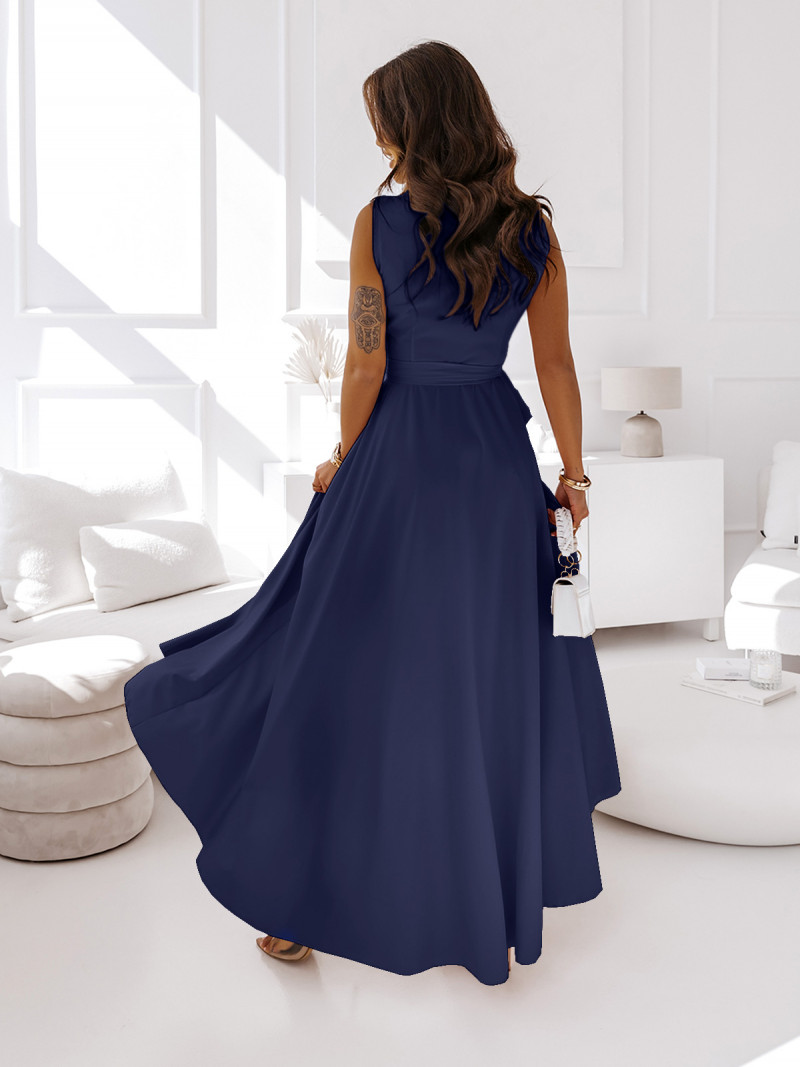 Maxi kopertowa sukienka EVENING - granatowa