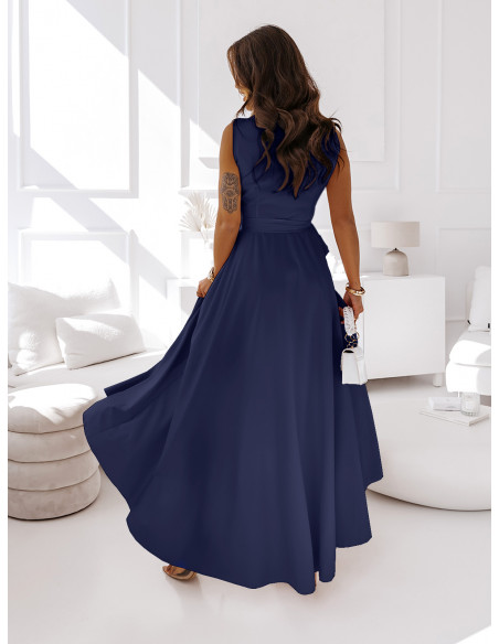 Maxi kopertowa sukienka EVENING - granatowa