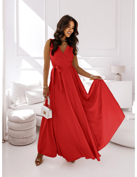 Maxi kopertowa sukienka EVENING - czerwona