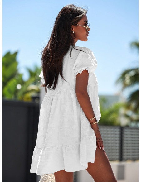 Trapezowa sukienka typu babydoll SINDI - biała