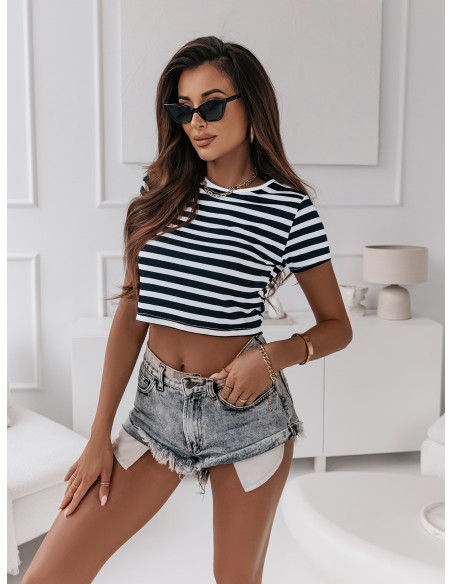 Bluzka damska crop top w paski MORVA - wzór 1