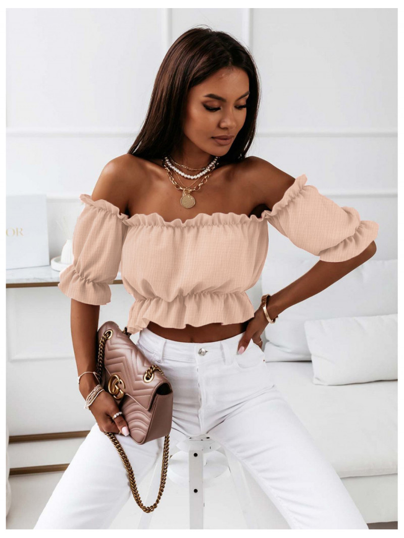 Muślinowa bluzka hiszpanka - beżowa