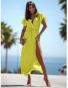 Elegancka sukienka maxi CAROLINE - limonkowa