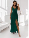 Maxi sukienka z rozcięciem - LEIA - butelkowa zieleń