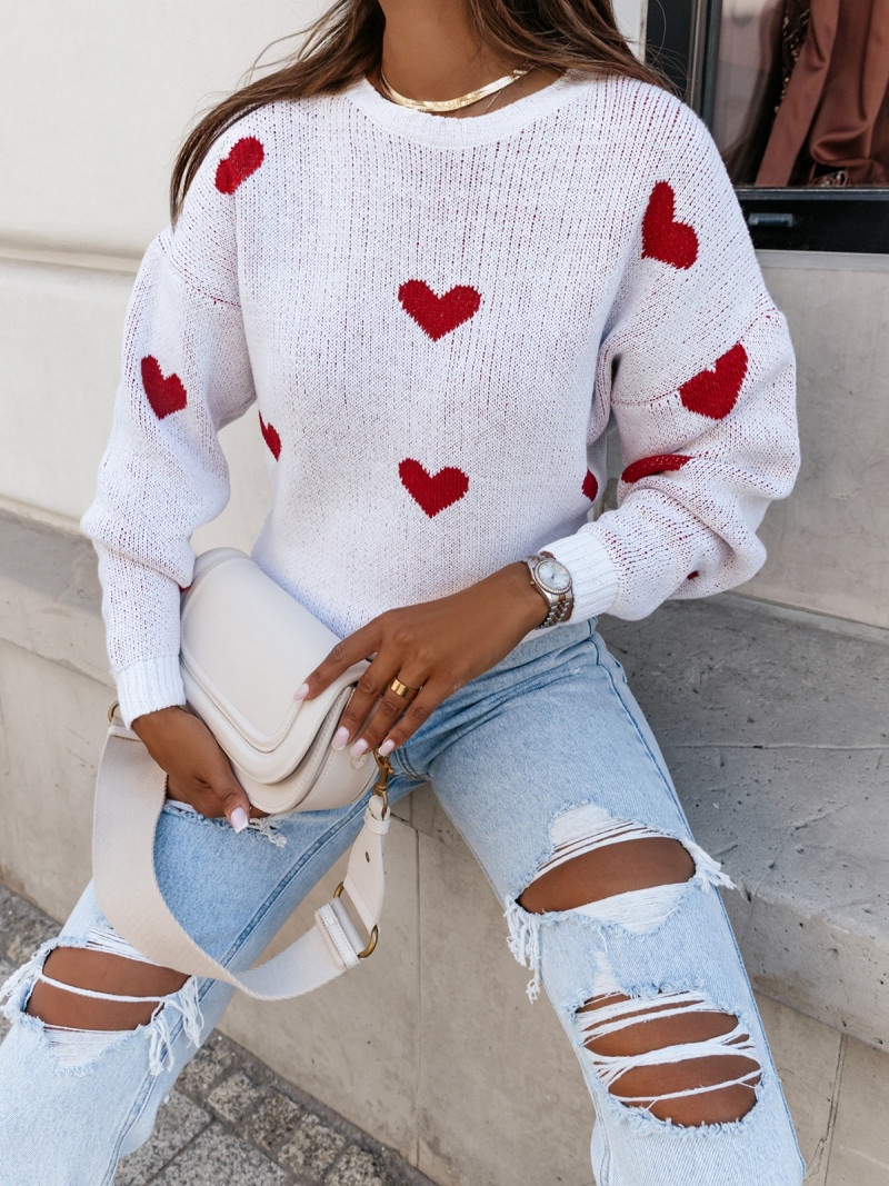 Sweter w serca AGAPI - czerwony