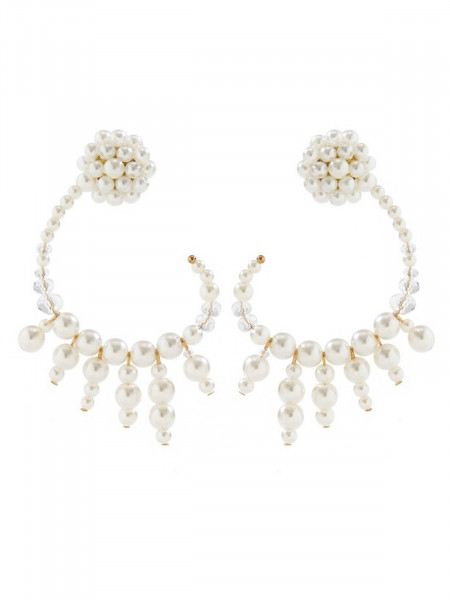 Kolczyki długie wiszące perły - złote 2