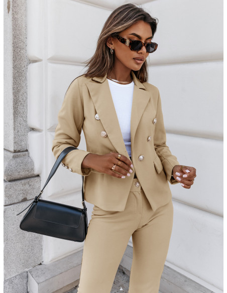 Modny garnitur marynarka i spodnie CAMILLA - beżowy