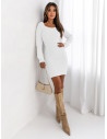 Sweterkowa sukienka z bufkami WARM - biała