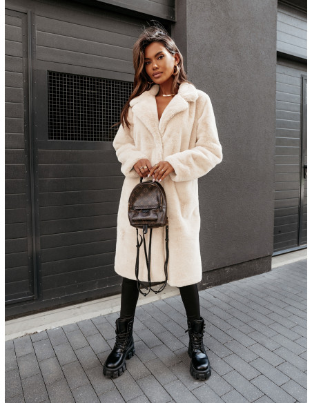Pluszowy płaszcz NORA - biały