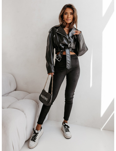 Welurowe legginsy push up HAILEY - czarne