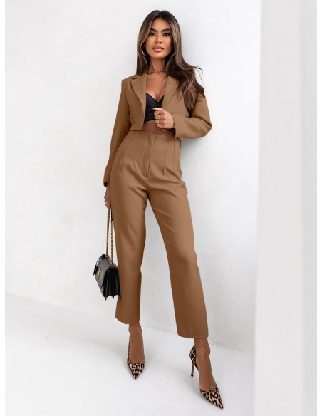 Krótka marynarka z guzikiem AITANA -ciemny beż