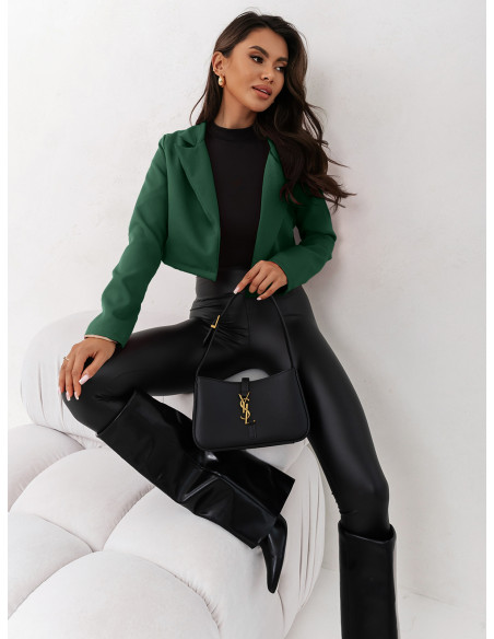 Elegancka klasyczna krótka marynarka HAJFA - butelkowa zieleń