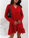 Oversizowa sukienka z falbaną AVNI - czerwona