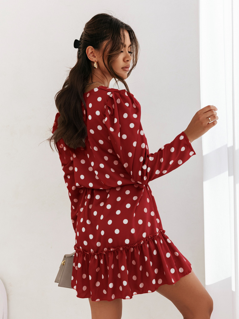 Sukienka z falbanką w groszki EDITH -...