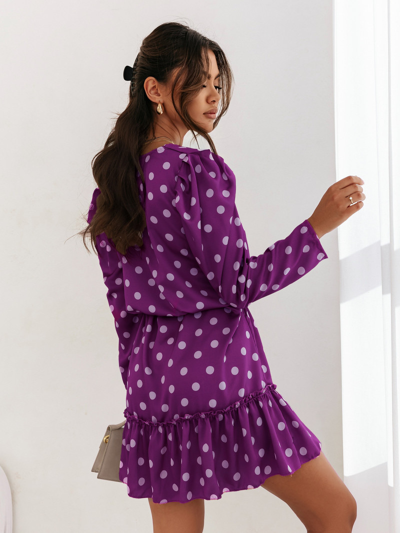 Sukienka z falbanką w groszki EDITH -...