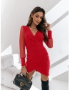 Sukienka mini z tiulowymi rękawami - SAYNA - czerwona
