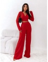 Elegancki komplet ze spodniami FAIZA - czerwony