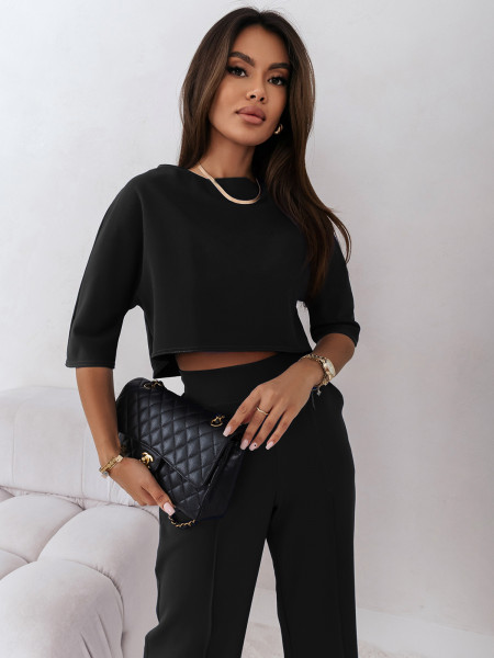 Elegancki komplet ze spodniami JASIRA - czarny