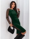 Welurowa sukienka z tiulem FRANCE -butelkowa zieleń