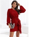 Elegancka sukienka z wiązaniem - DILLA - czerwona
