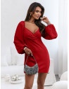 Sukienka mini z bufiastymi rękawami ZAHA - czerwona