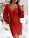 Sukienka z bufiastymi rękawami ADIANA - czerwona