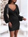 Sukienka mini z bufiastymi rękawami ZAHA - czarna