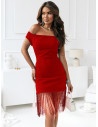 Elegancka sukienka mini z frędzlami ELEANOR - czerwona